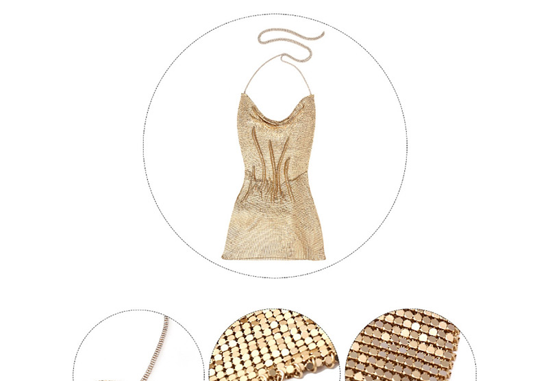 Fashion Gold Color Pure Color Design V Neckline Dress,Body Piercing Jewelry