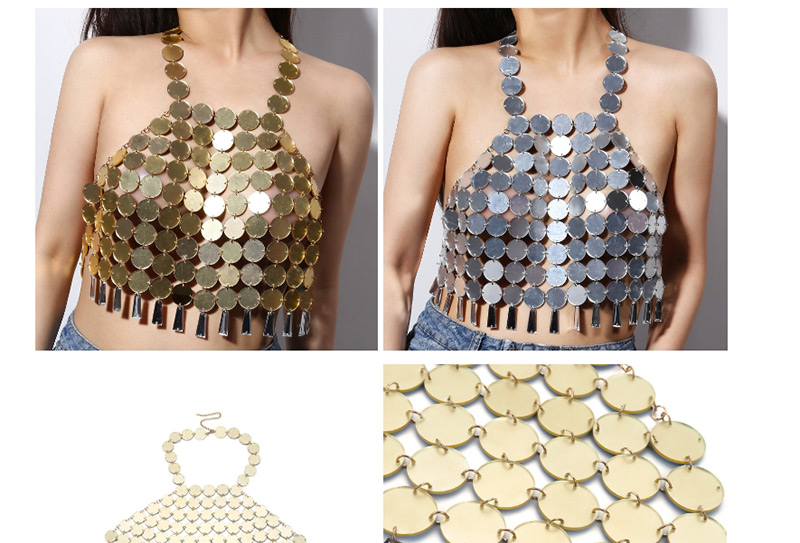 Fashion Gold Color Pure Color Decorated Tassel Chest Chain,Body Chain