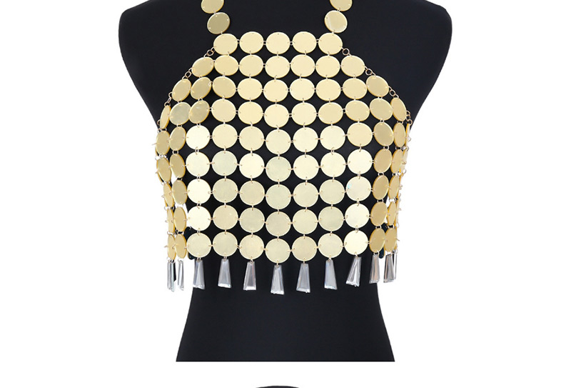 Fashion Gold Color Pure Color Decorated Tassel Chest Chain,Body Chain