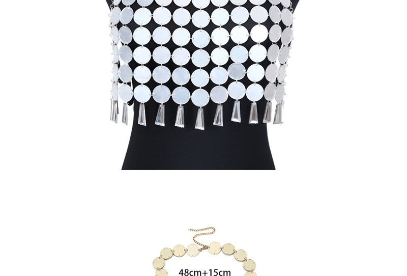 Fashion Silver Color Pure Color Decorated Tassel Chest Chain,Body Chain