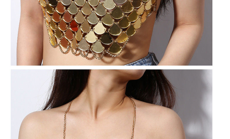 Fashion Gold Color Sector Shape Design Pure Color Body Chain,Body Piercing Jewelry