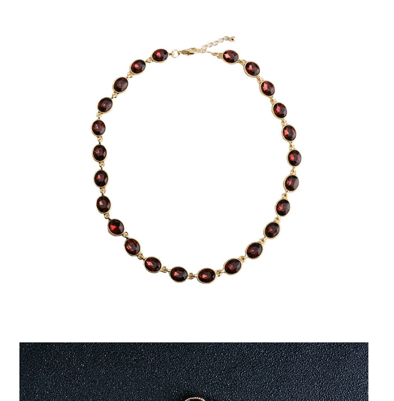 Fashion Red Oval Shape Gemstone Decorated Necklace,Bib Necklaces