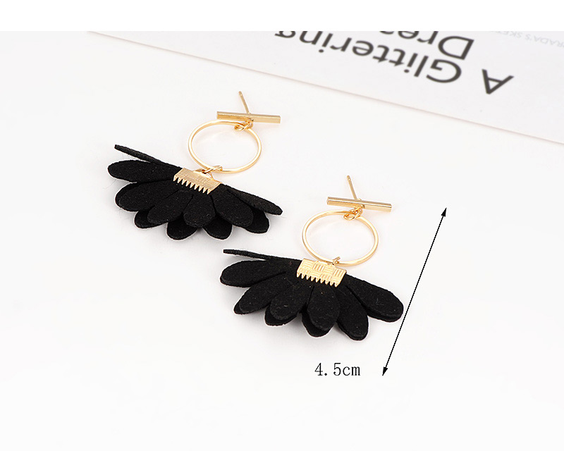 Fashion Black Flowers Decorated Circular Ring Earrings,Drop Earrings
