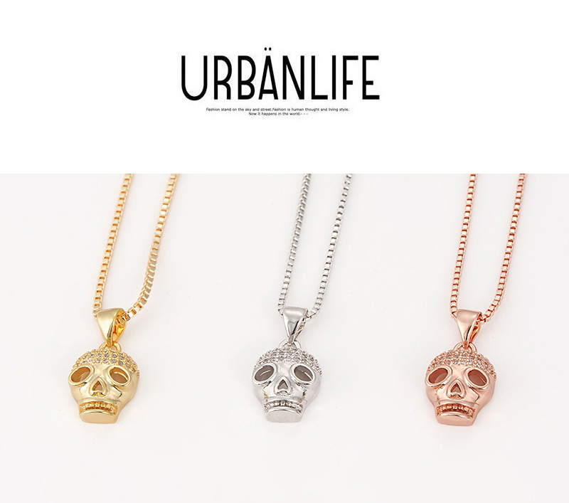Fashion Gold Color Skull Pendant Decorated Necklace,Necklaces