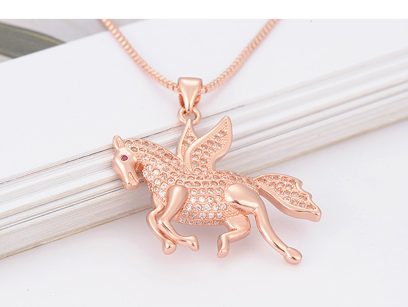 Fashion Rose Gold Horse Pendant Decorated Necklace,Necklaces