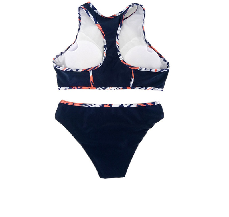 Sexy Navy Stripe Pattern Decorated High-neckline Swimwear,Bikini Sets