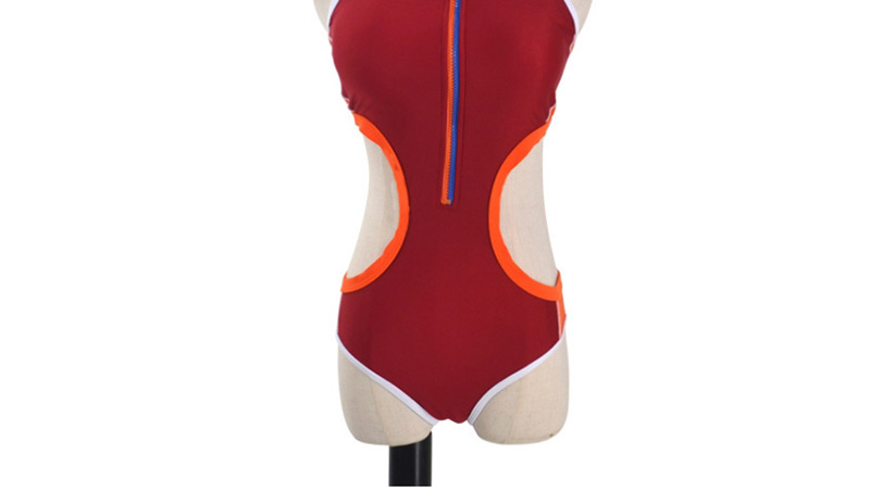 Sexy Orange Zipper Decorated One-piece Swimwear,One Pieces