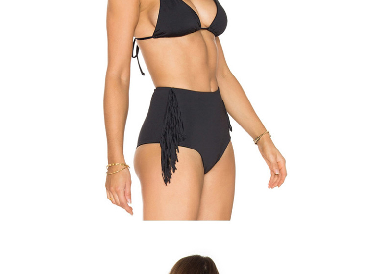 Sexy Black Pure Color Design Tassel Swimwear,Bikini Sets