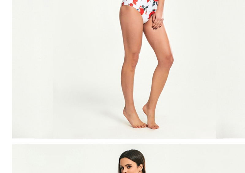Sexy White Plum Blossom Pattern Decorated Swimwear,One Pieces