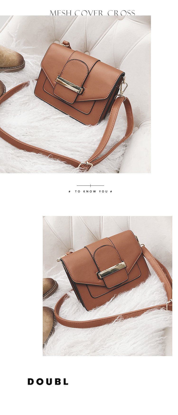 Fashion Light Brown Square Shape Design Pure Color Bag,Messenger bags