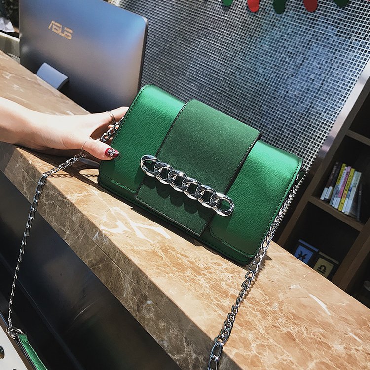 Fashion Green Chains Decorated Pure Color Shoulder Bag,Messenger bags