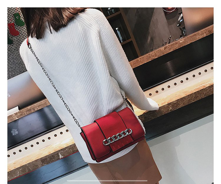 Fashion Red Chains Decorated Pure Color Shoulder Bag,Messenger bags