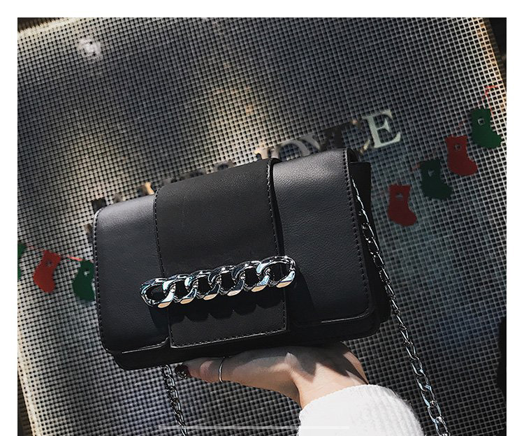 Fashion Black Chains Decorated Pure Color Shoulder Bag,Messenger bags