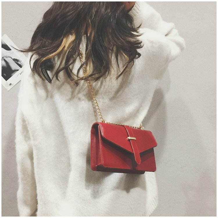 Fashion Red Pure Color Decorated Shoulder Bag,Messenger bags