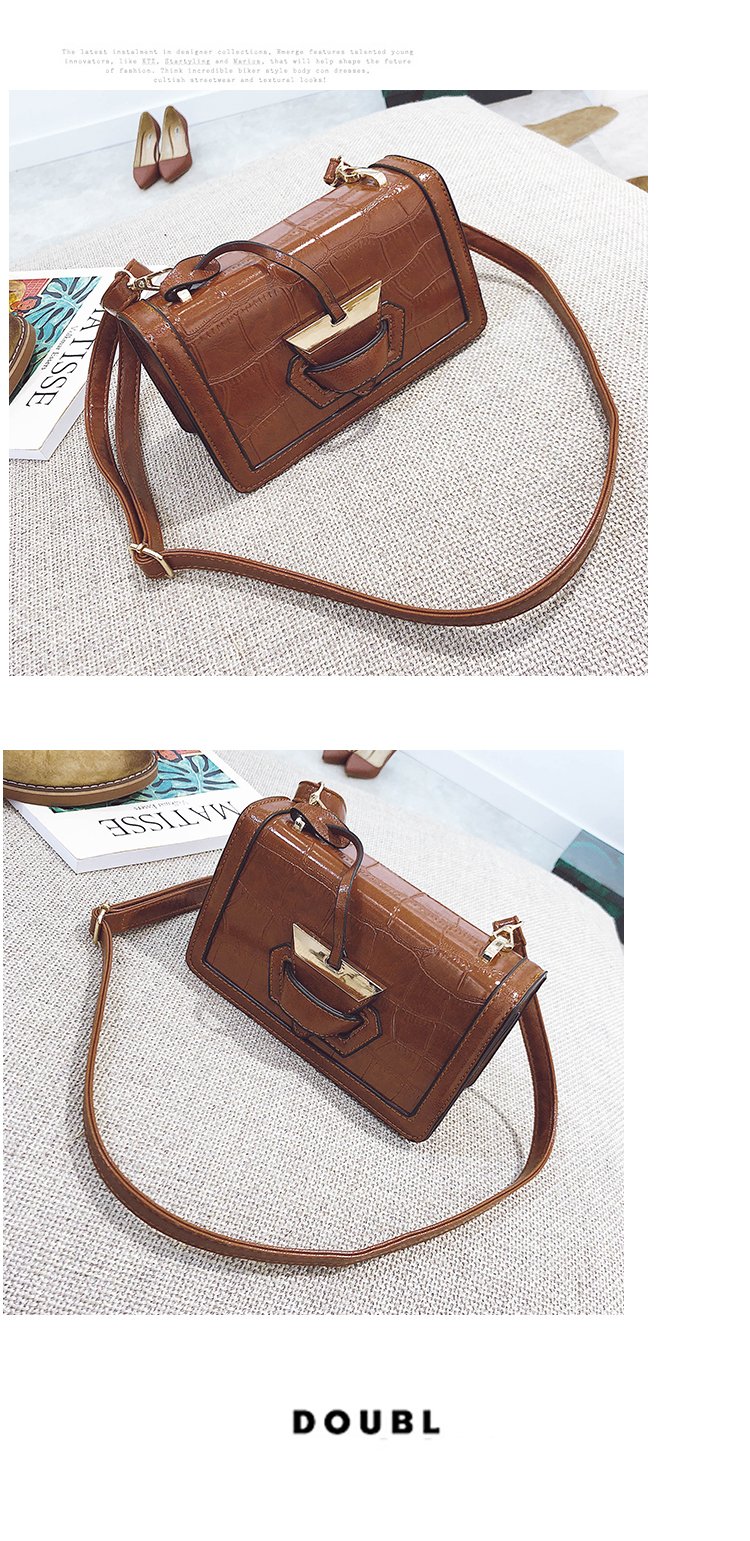 Fashion Dark Brown Triangle Shape Buckle Decorated Shoulder Bag,Messenger bags