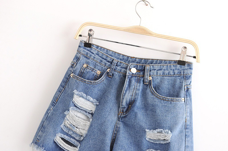 Fashion Blue Hollow Out Design Pants,Shorts