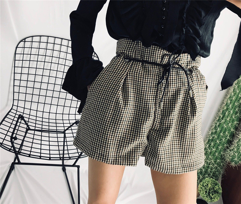 Fashion Black+white Grid Pattern Decorated Pants,Shorts