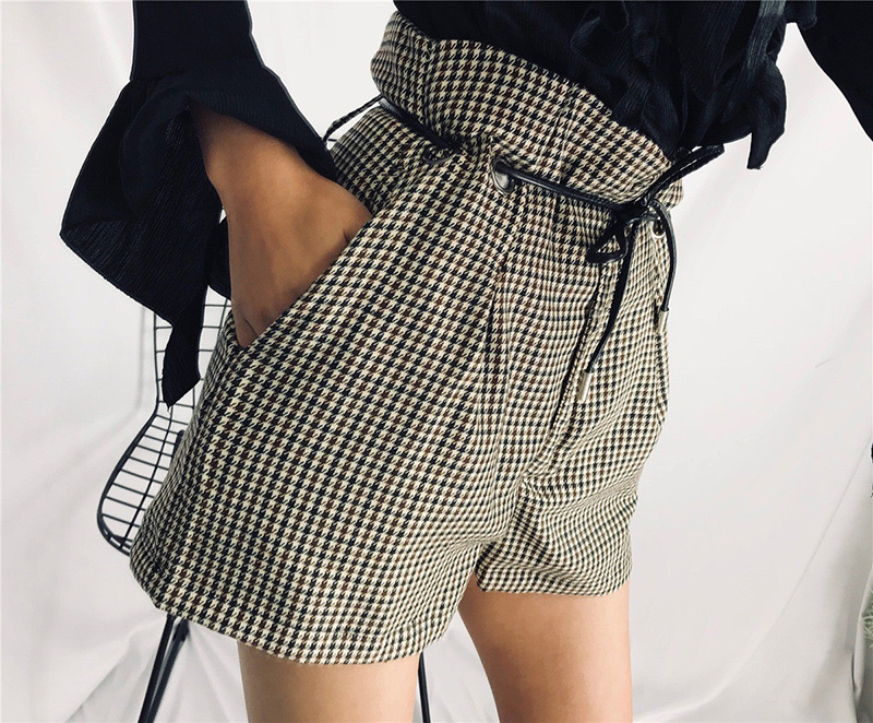 Fashion Black+white Grid Pattern Decorated Pants,Shorts