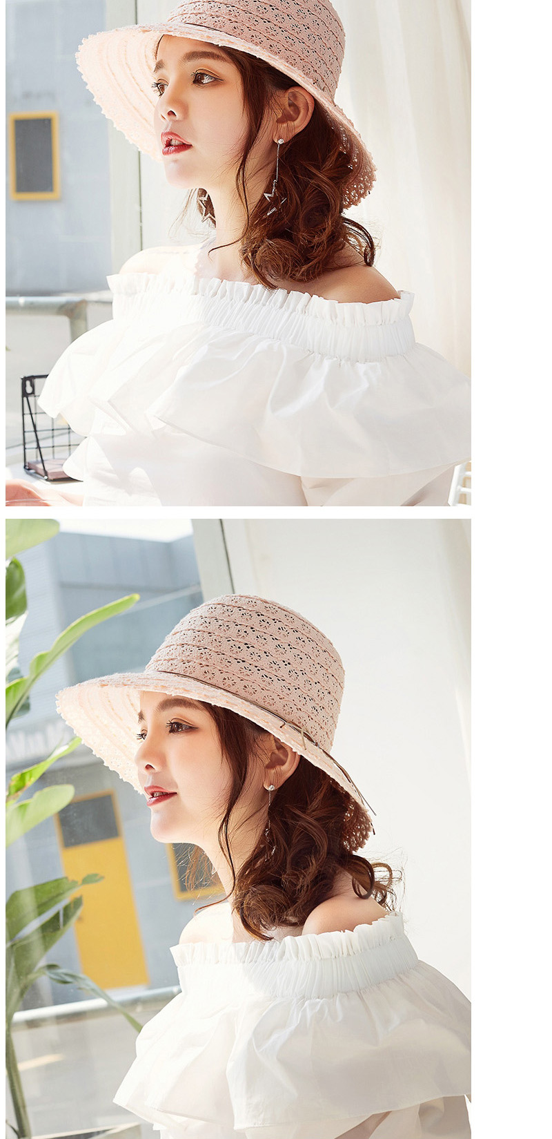 Fashion White Hollow Out Design Bowknot Decorated Hat,Sun Hats