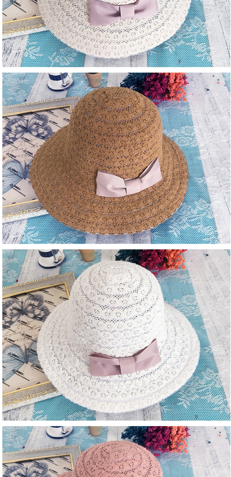Fashion Khaki Hollow Out Design Pure Color Hat,Sun Hats
