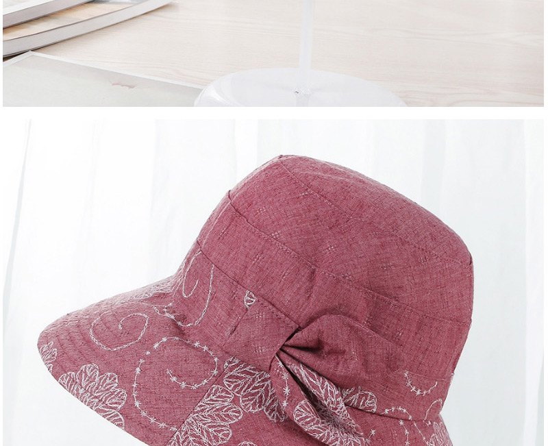 Fashion Dark Pink Flower Pattern Decorated Hat,Sun Hats