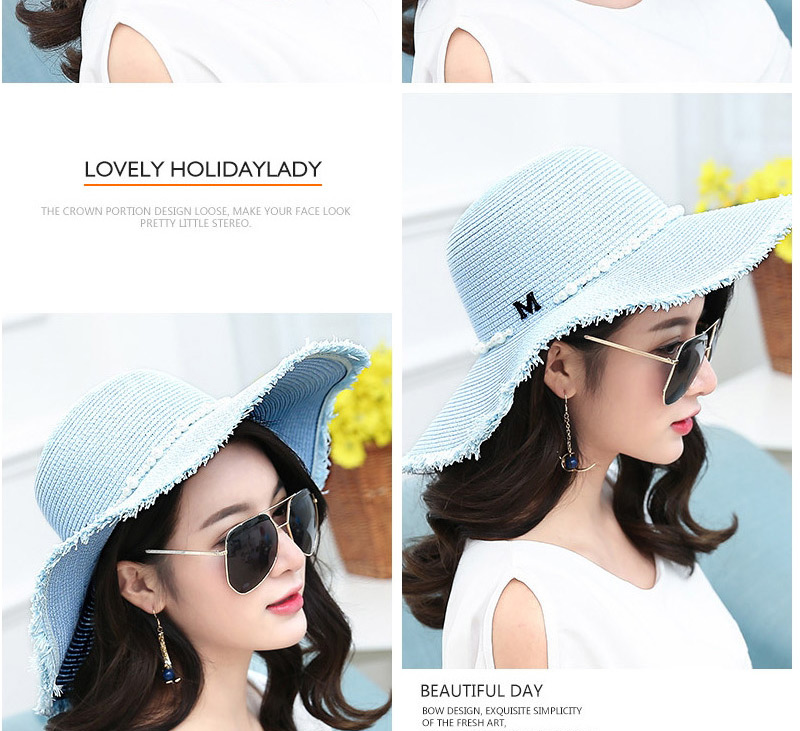Fashion Blue Pearl Decorated Hat,Sun Hats