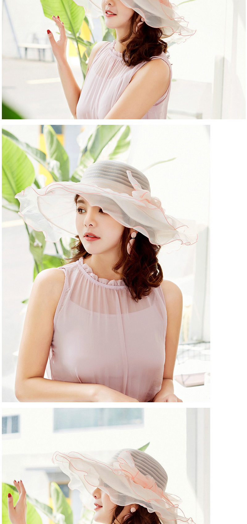 Fashion Khaki Flower Shape Decorated Pure Color Hat,Sun Hats
