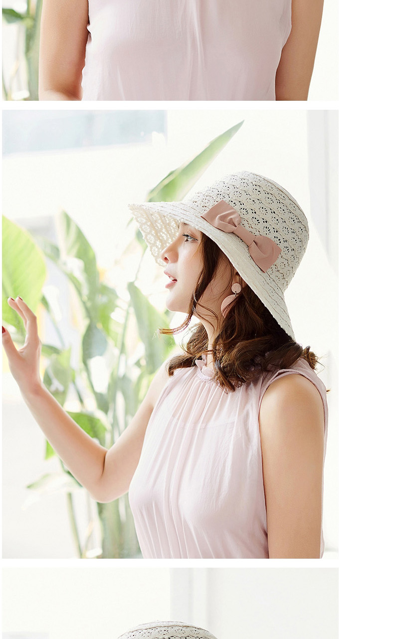 Fashion White Bowknot Shape Decorated Hollow Out Hat,Sun Hats