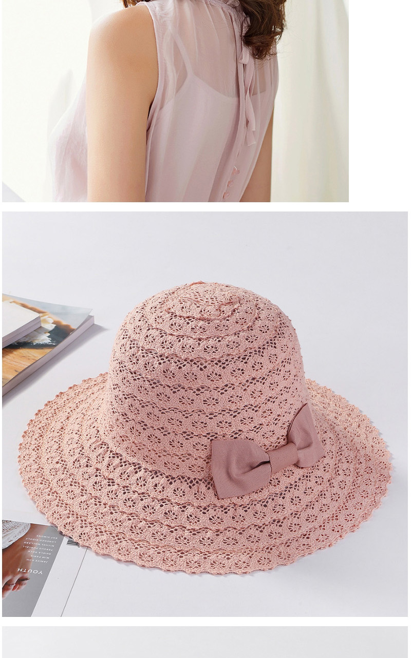 Fashion Pink Bowknot Shape Decorated Hollow Out Hat,Sun Hats