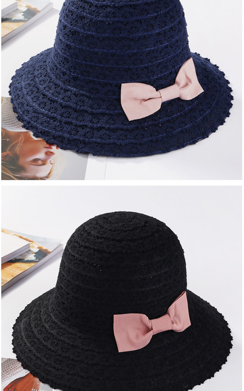Fashion Navy Bowknot Shape Decorated Hollow Out Hat,Sun Hats
