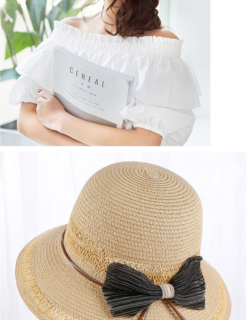 Fashion Khaki Bowknot Shape Decorated Hat,Sun Hats