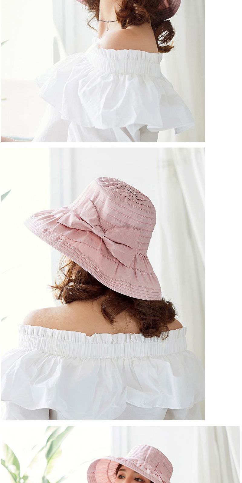 Fashion Light Pink Stripe Pattern Decorated Hat,Sun Hats