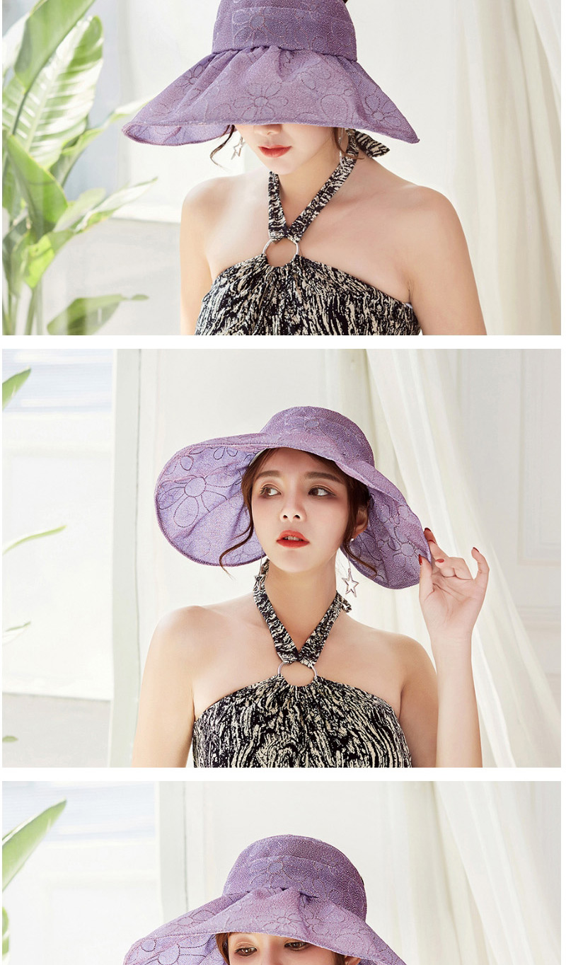 Fashion Purple Flower Pattern Decorated Hat,Sun Hats