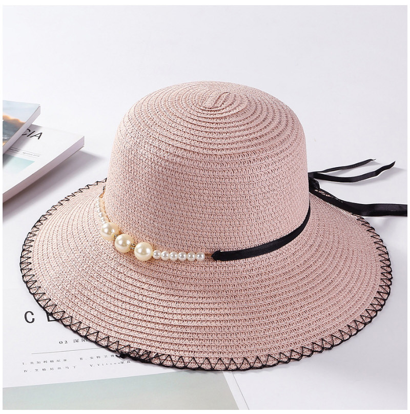Fashion Pink Pearl Decorated Hat,Sun Hats