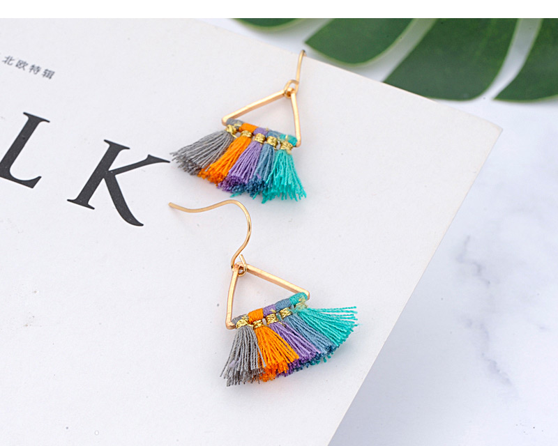 Fashion Multi-color Triangle Shape Design Tassel Earrings,Drop Earrings
