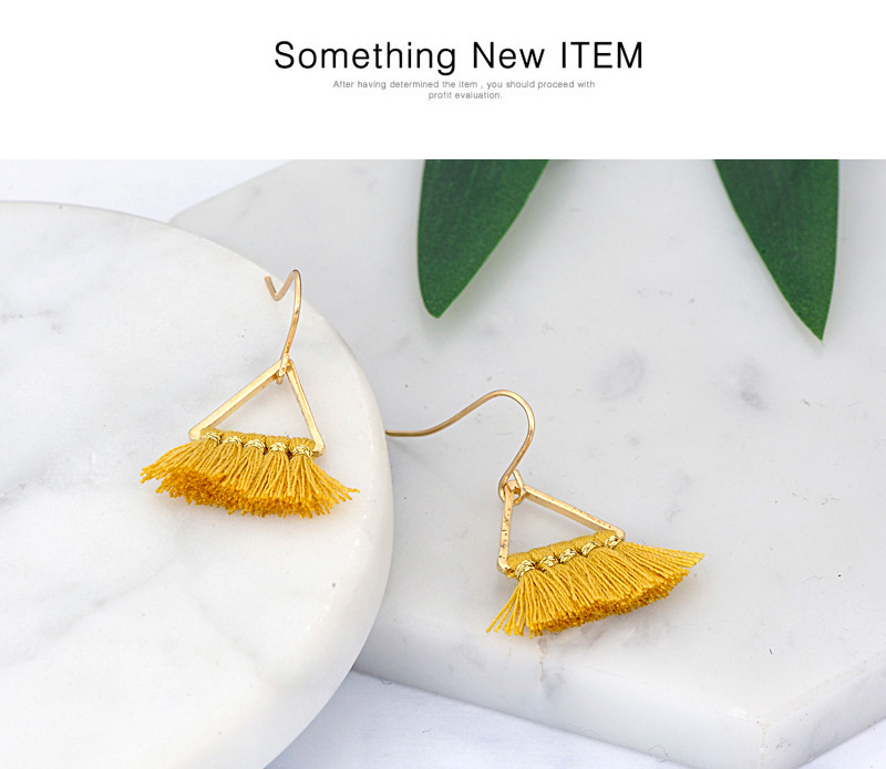 Fashion Yellow Triangle Shape Design Tassel Earrings,Drop Earrings