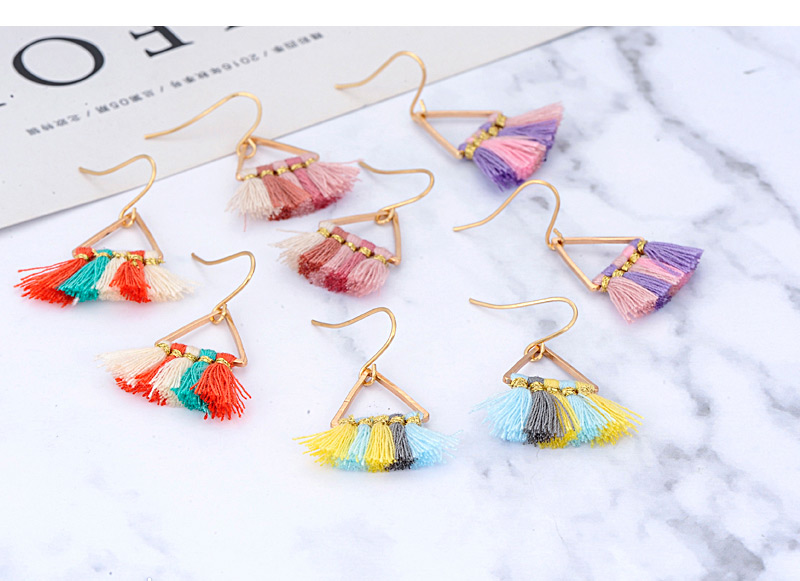 Fashion Pink+purple Triangle Shape Design Tassel Earrings,Drop Earrings