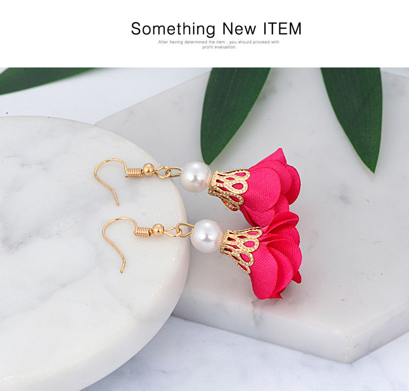Fashion Claret-red Flower Shape Decorated Earrings,Drop Earrings