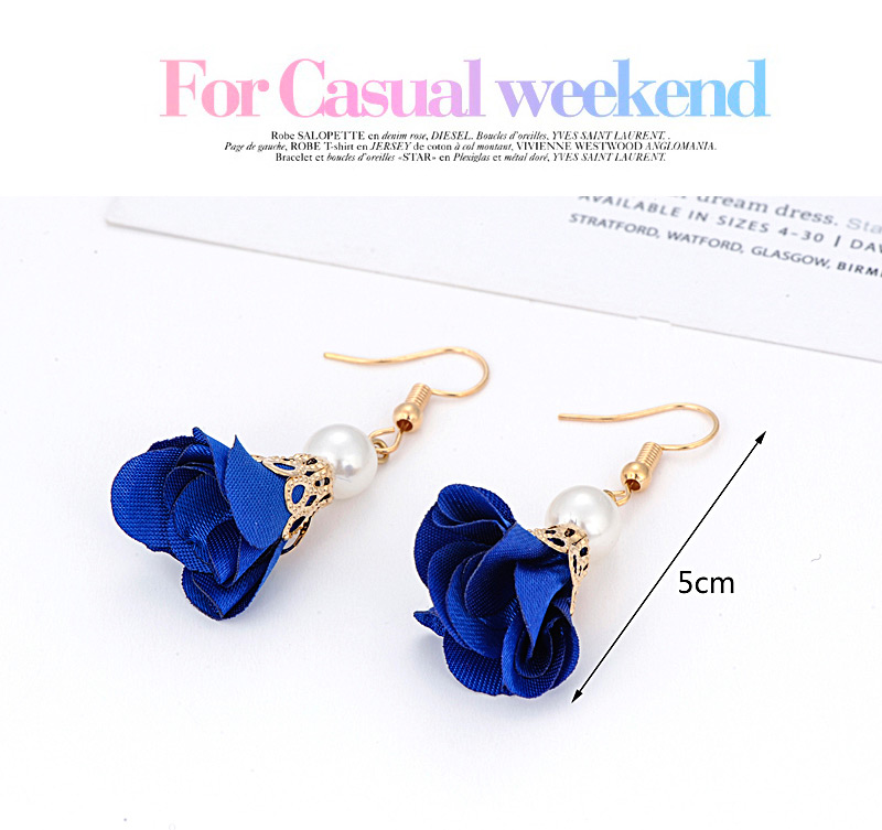 Fashion Blue Flower Shape Decorated Earrings,Drop Earrings