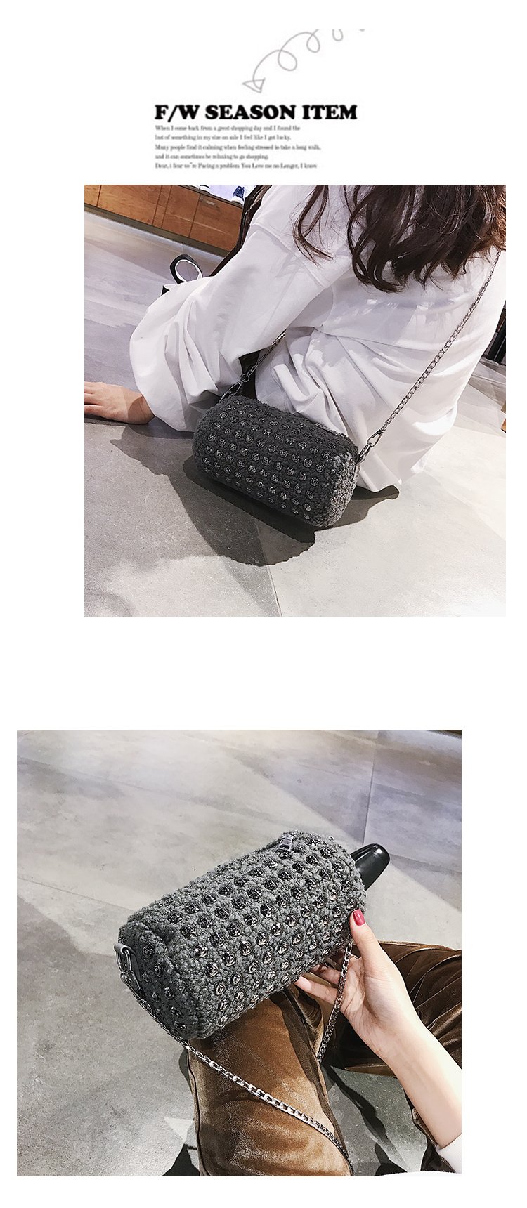 Fashion Gray Rivet Decorated Bag,Messenger bags