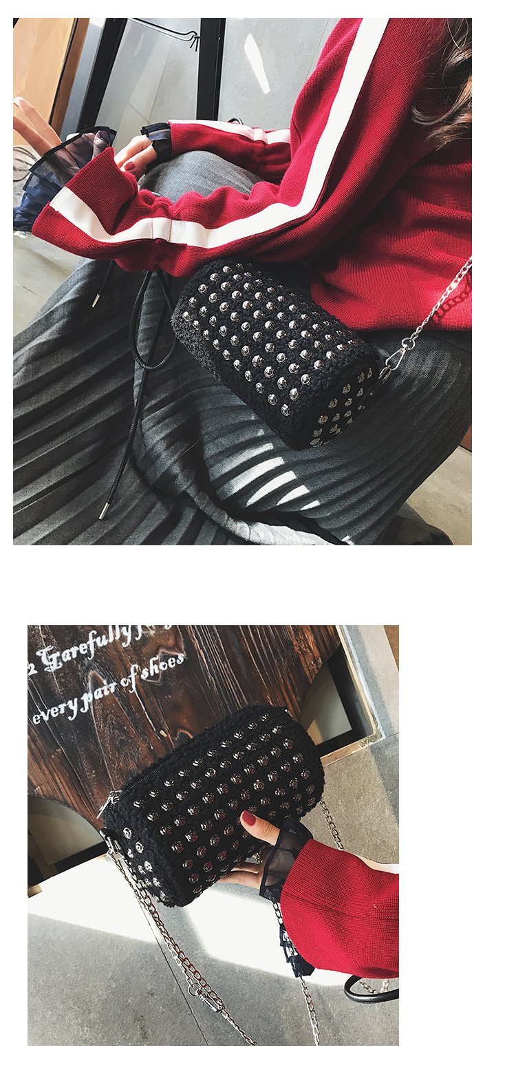 Fashion Black Rivet Decorated Bag,Messenger bags