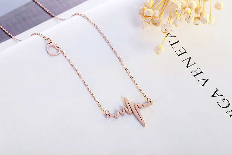 Fashion Rose Gold Waves Shape Design Necklace,Necklaces