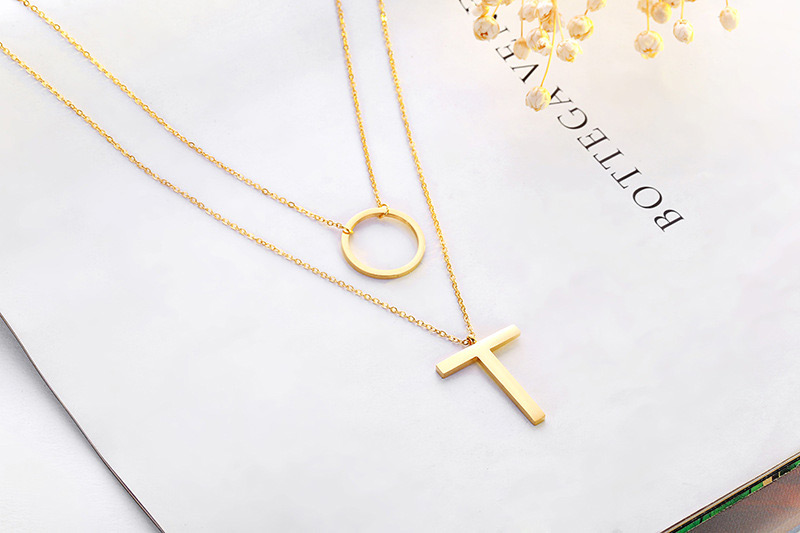 Fashion Gold Color T Letter Pattern Decorated Necklace,Necklaces