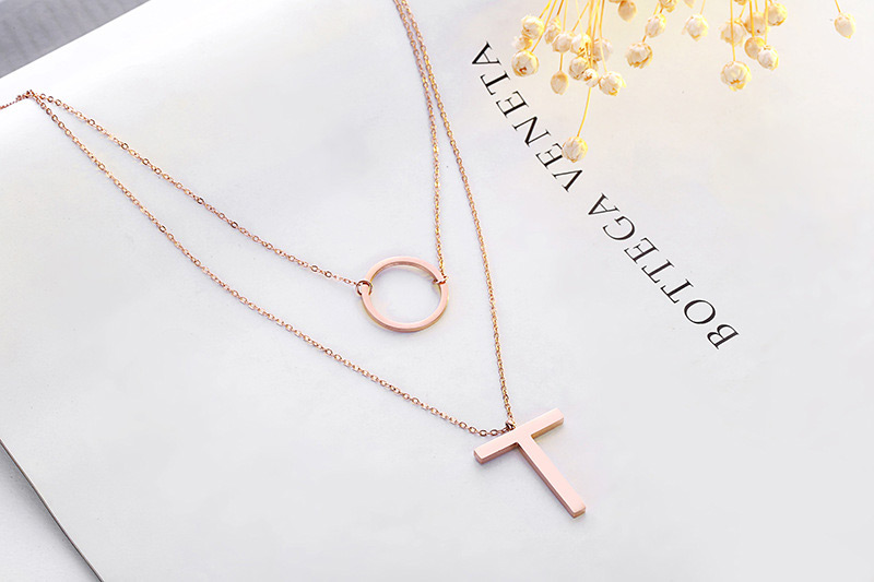 Fashion Gold Color T Letter Pattern Decorated Necklace,Necklaces