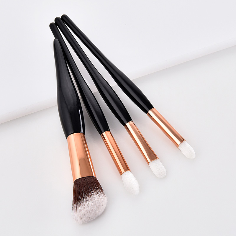 Fashion Black Round Shape Decorated Makeup Brush(4pcs),Beauty tools
