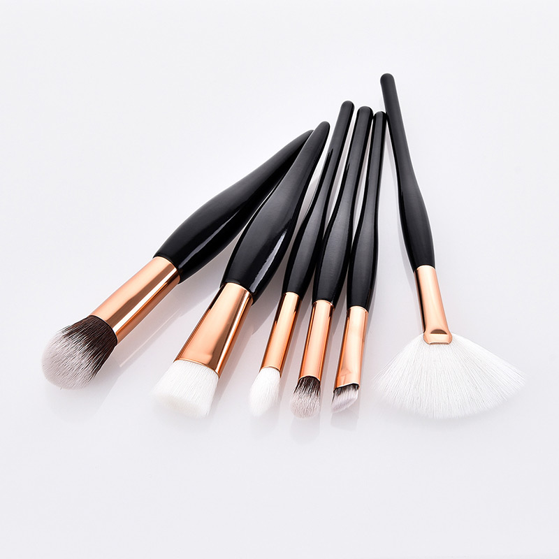 Fashion Black Round Shape Decorated Makeup Brush(6pcs),Beauty tools