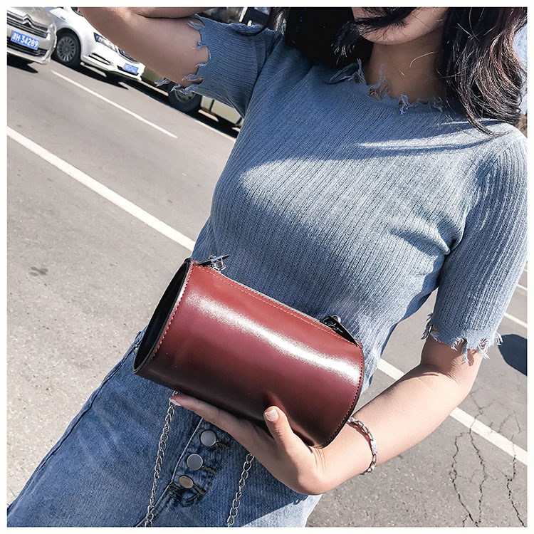 Fashion Khaki Cylindrical Shape Design Pure Color Bag,Shoulder bags