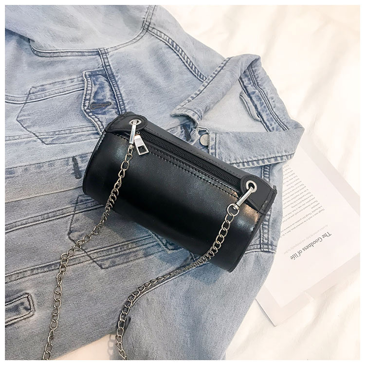 Fashion Black Cylindrical Shape Design Pure Color Bag,Shoulder bags