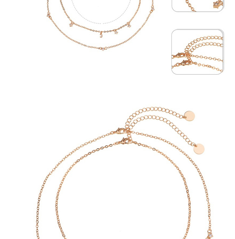 Fashion Gold Color Star Shape Design Pure Color Necklace,Multi Strand Necklaces