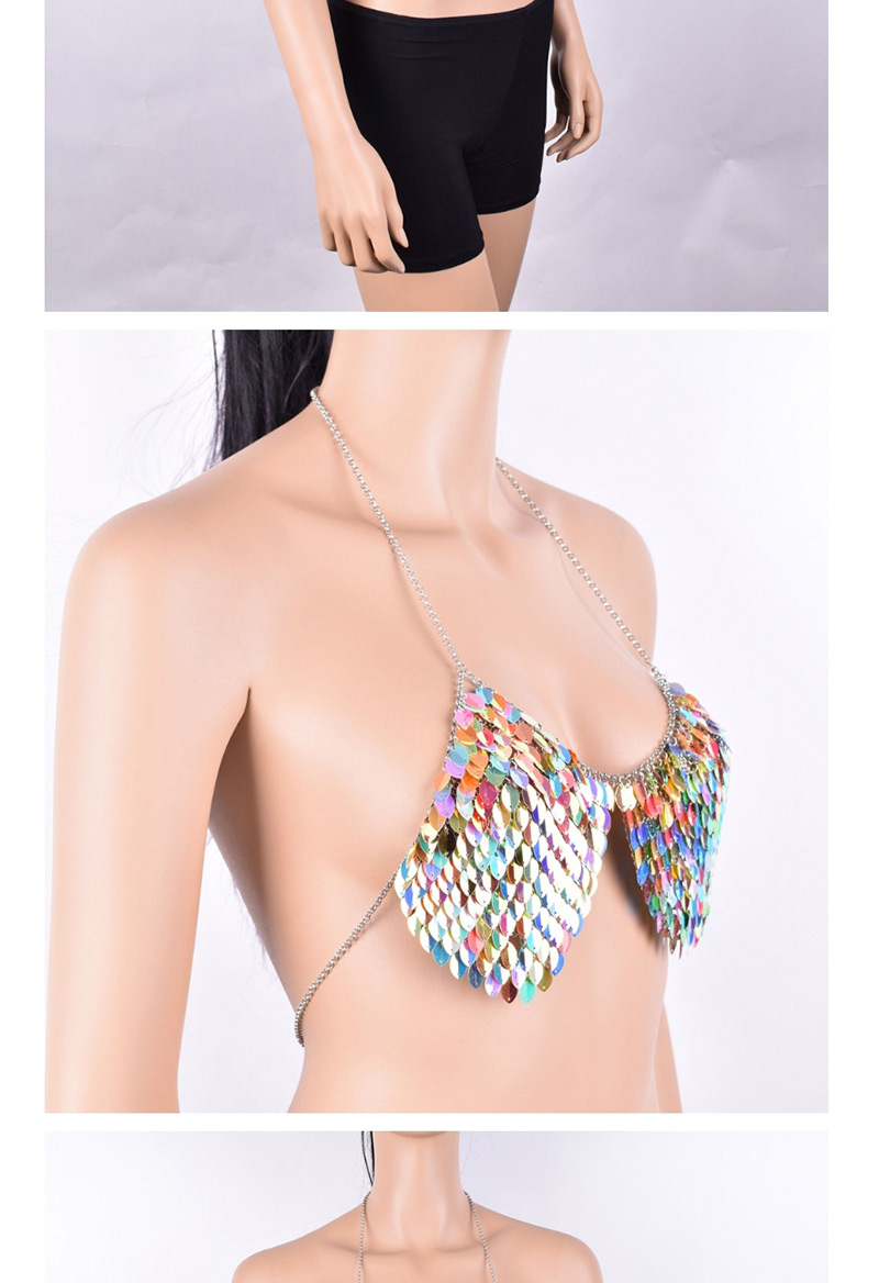 Sexy Multi-color Off-the-shoulder Design Paillette Decorated Bikini,Body Piercing Jewelry